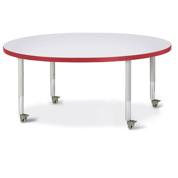 Berries Round Activity Table, 48 in. Diameter, Mobile, Freckled Gray/Red/Gray